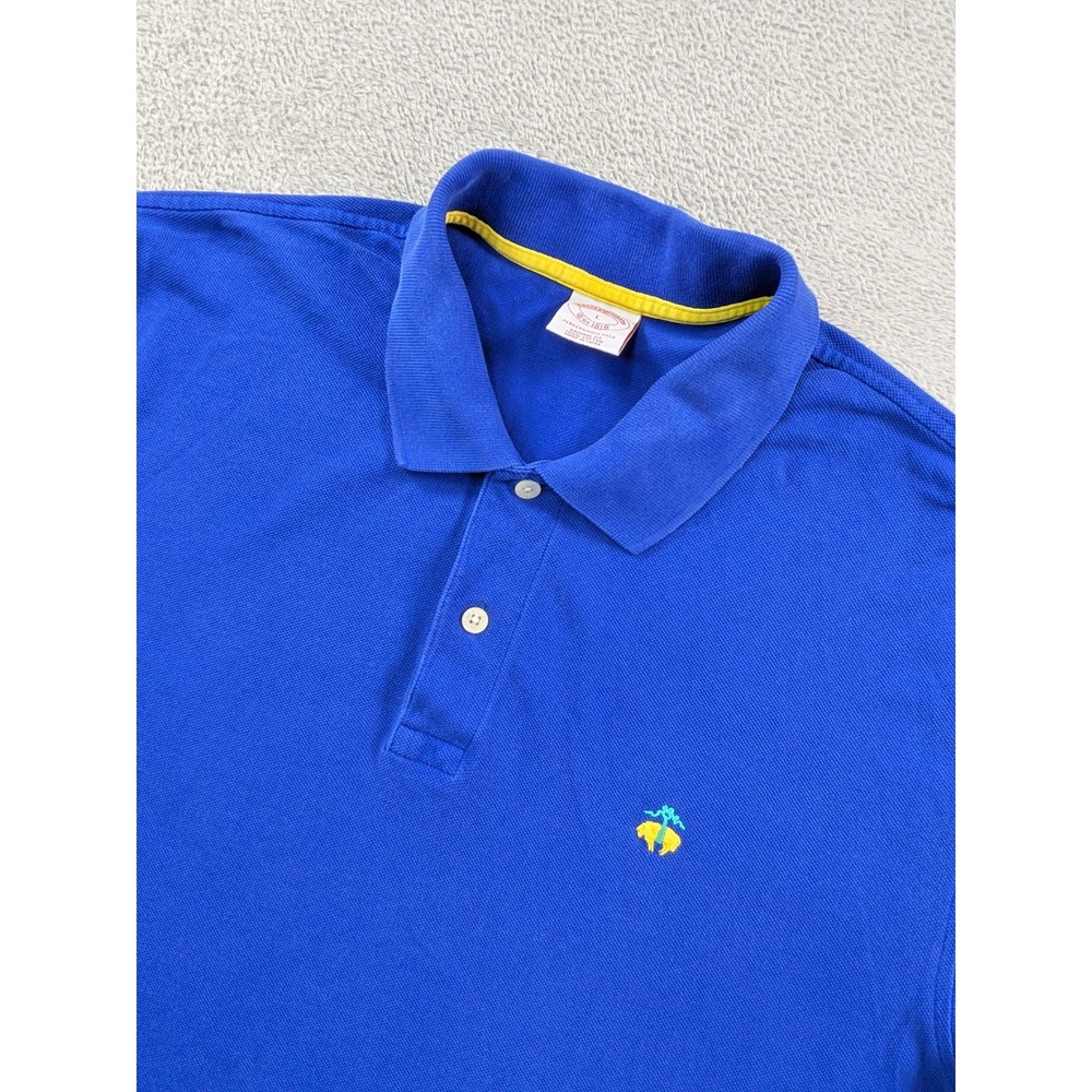 Brooks Brothers Mens Performance Polo Shirt Blue Cotton Original Fit Large